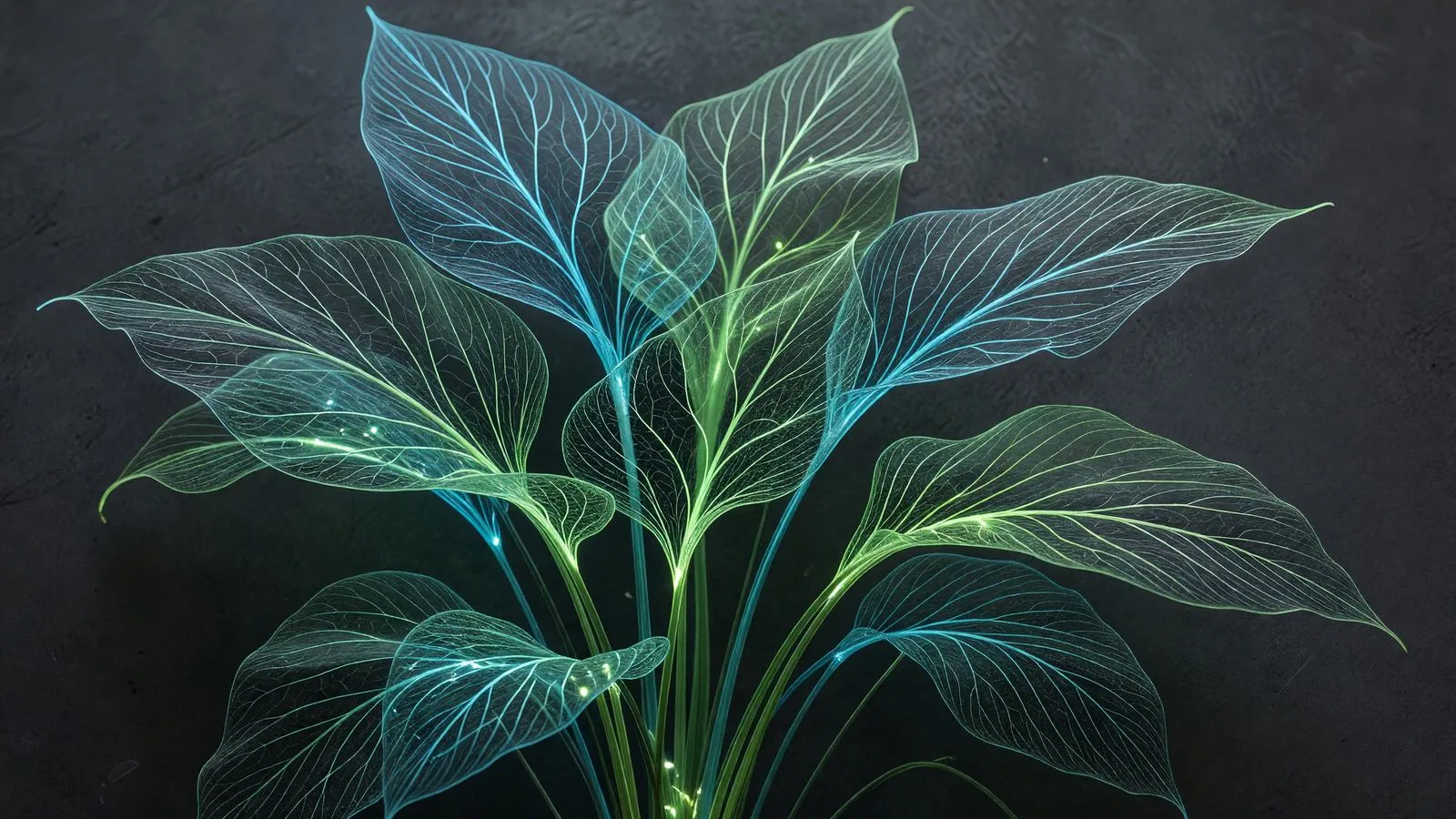 葉脈に沿った発光実験 / Leaf-vein lighting experiment